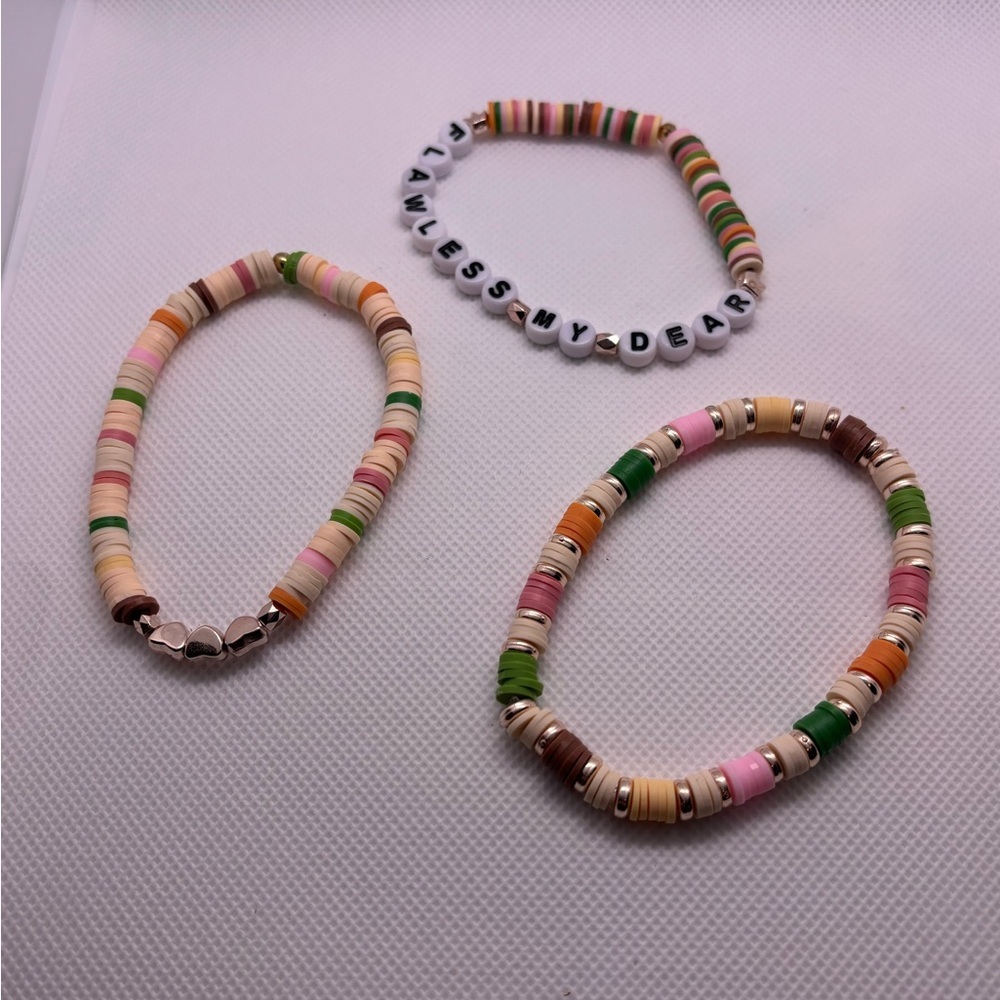 Handmade friendship bracelet set clay polymer beads - Bridgerton Theme